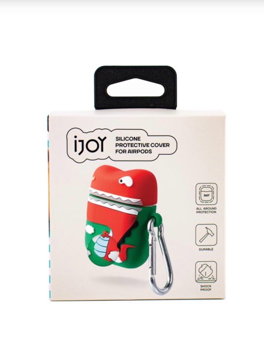 iJoy Silicone AirPods Case - Red & Green Dinosaur